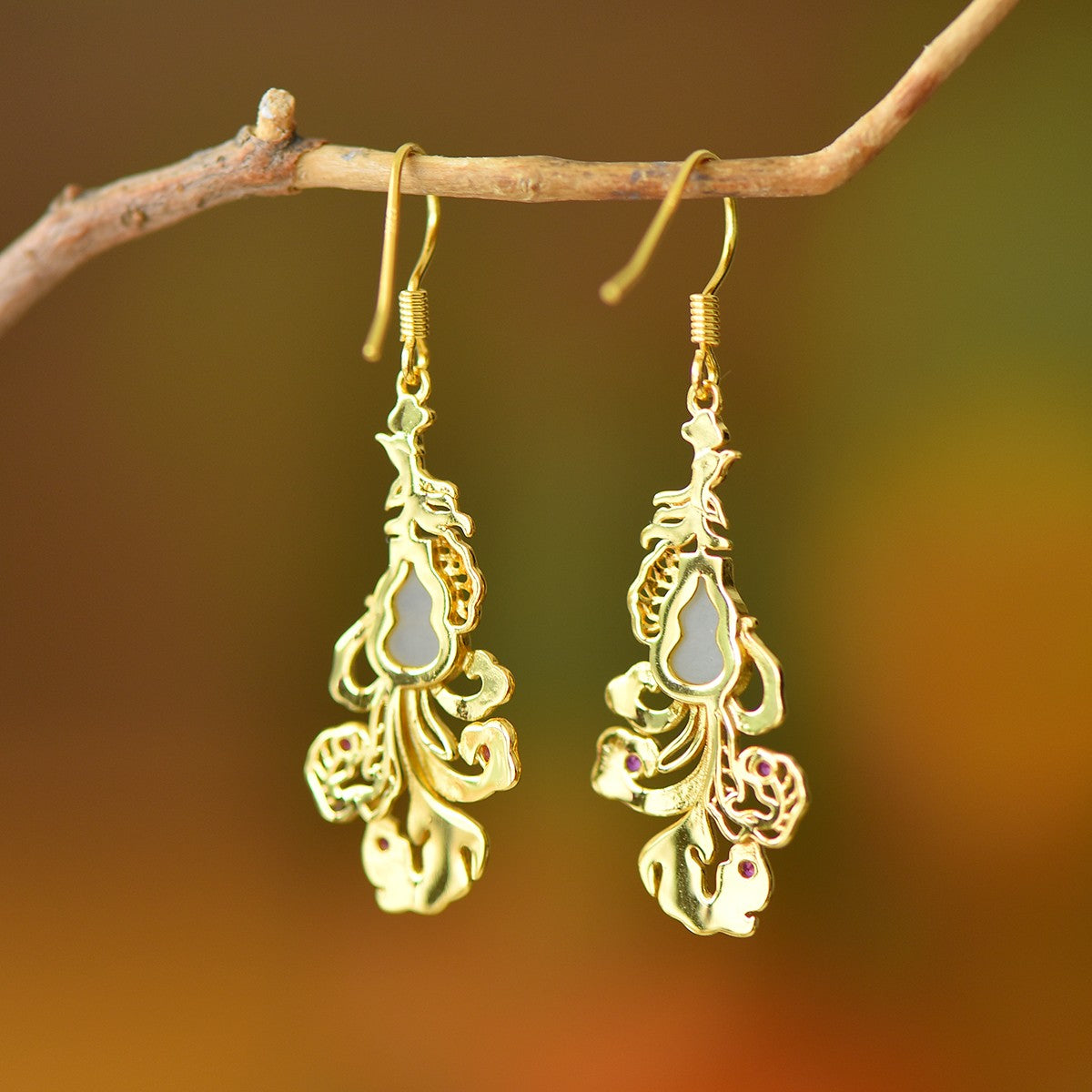 925_Silver_Nephrite_Earrings_Earrings_Fine_Texture_With_Certificate