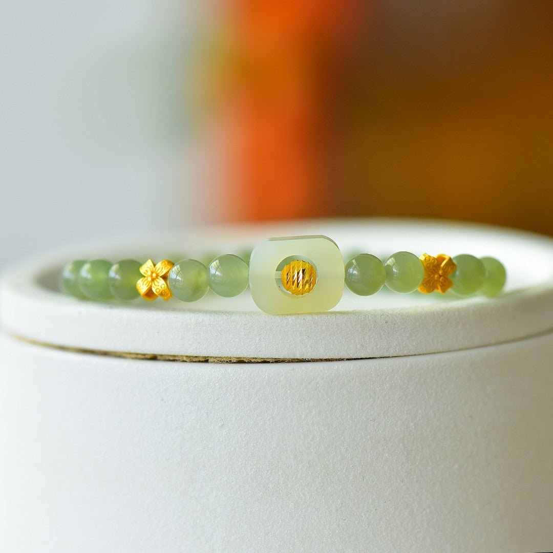 S925 Silver Nephrite Jade Bangle - Bamboo Joint Success Style