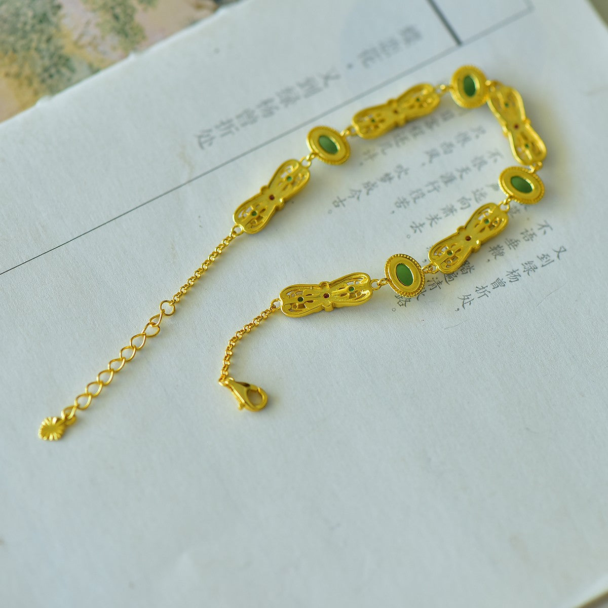 S925 Sterling Silver Nephrite Jade Bangle - Plum Blossom Unique Design