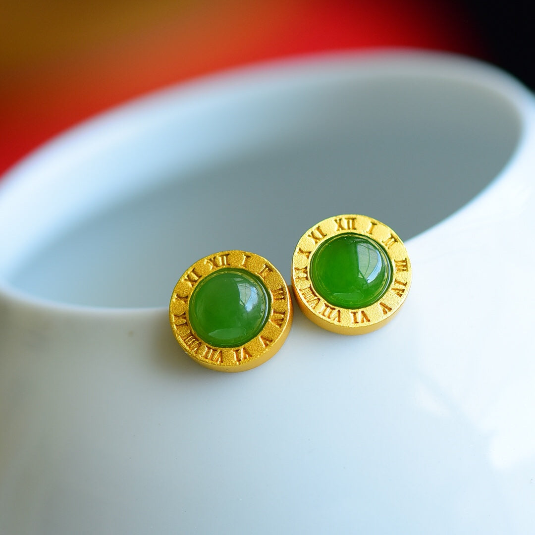 925_Silver_Nephrite_Green_Jade_Earrings_Fashion_Simple