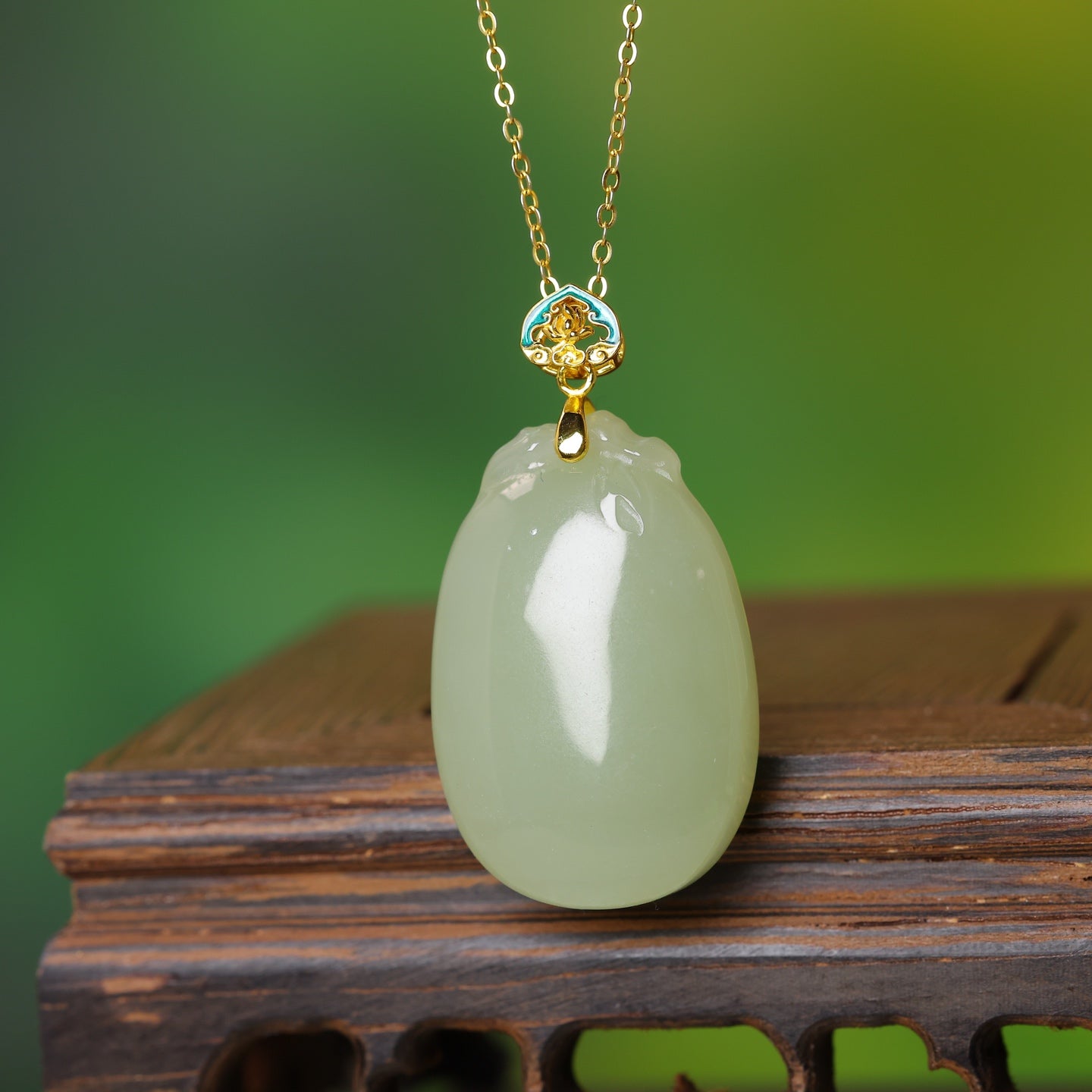S925_Sterling_Silver_Hetian_Jade_Qinghai_Material_Pendant_Lotus