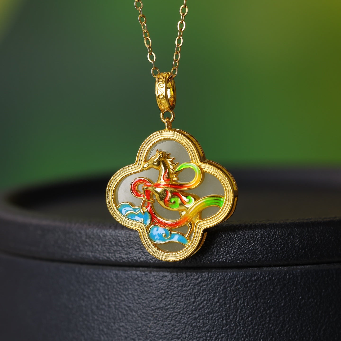S925_Sterling_Silver_Hetian_Jade_Pendant_Clover_Pony