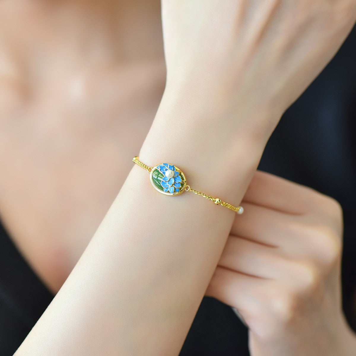 S925 Silver Nephrite Jade Bangle - Peony Flower Fine Texture Jewelry