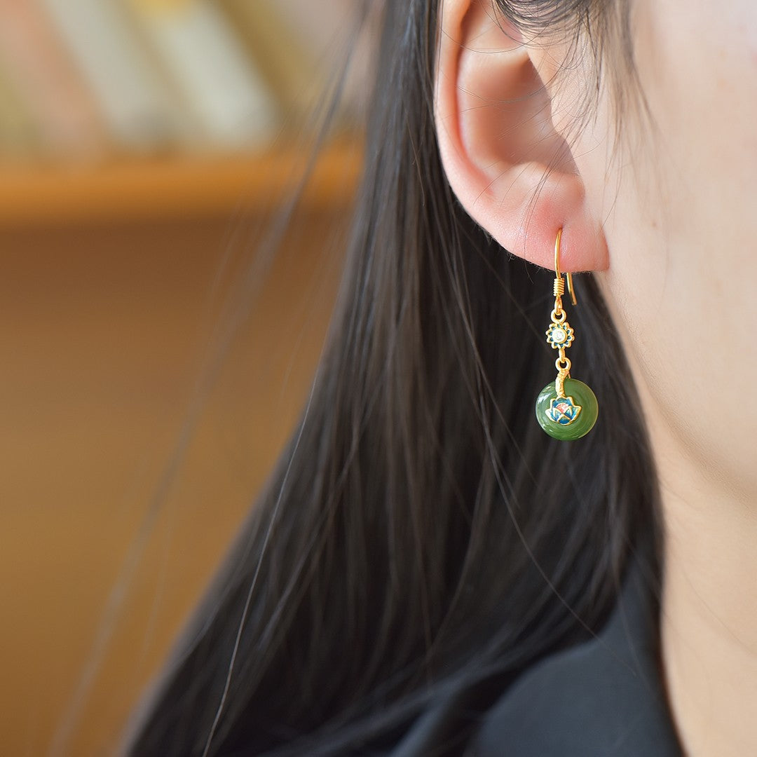 925_Silver_Nephrite_Green_Jade_Donut_Earrings