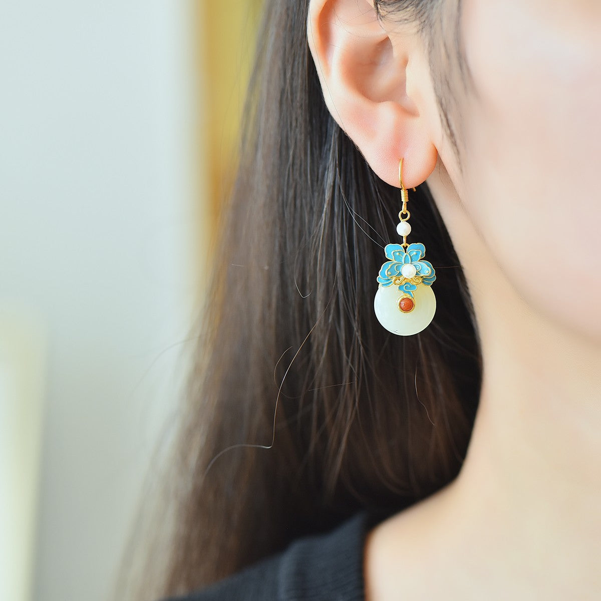 925_Silver_Nephrite_Earrings_Fine_Texture_With_Certificate_236