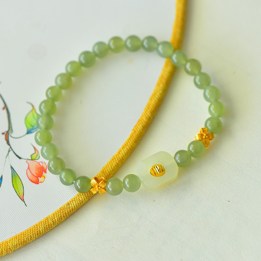 S925 Silver Nephrite Jade Bangle - Bamboo Joint Success Style