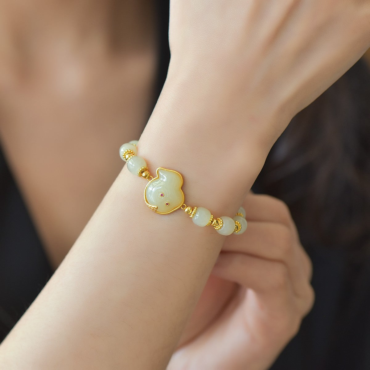 S925 Sterling Silver Nephrite Jade Bangle - Auspicious Snake New Trend