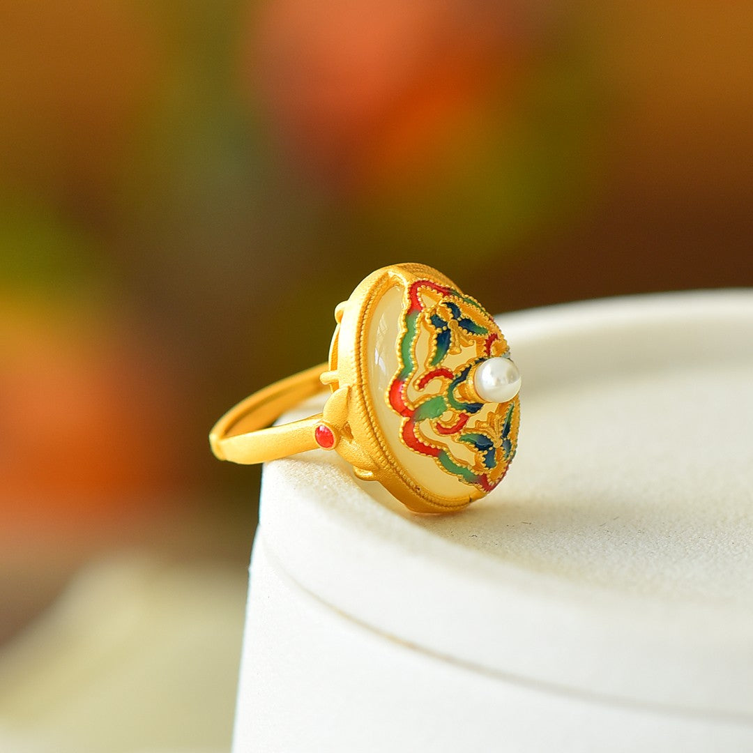 S925 Silver Nephrite Jade Double Butterfly Ring - Romantic Design