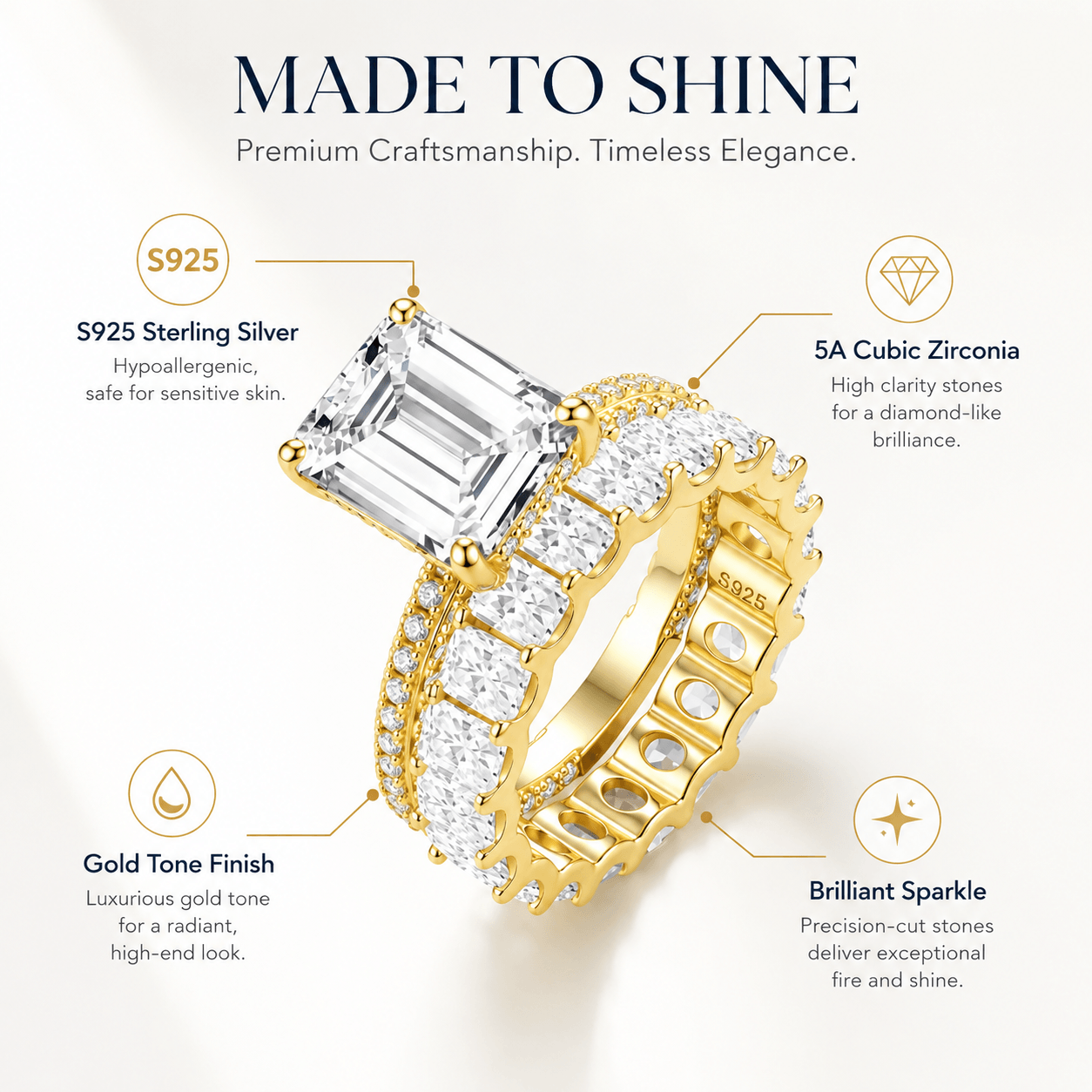 S925 Flawless 5A CZ Solitaire Ring | Exceptional Fire & Brilliance Premium Jewelry