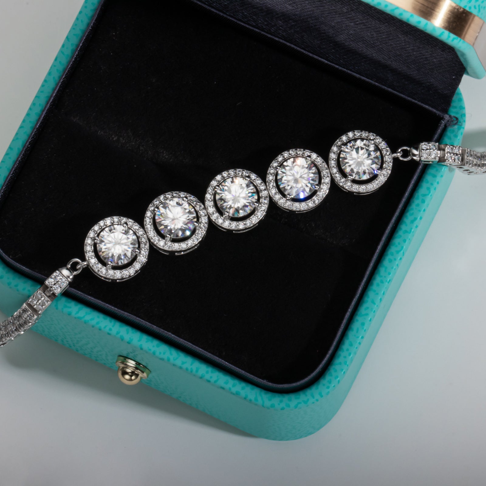 Five-Stone Moissanite Silver Adjustable Tennis Bracelet