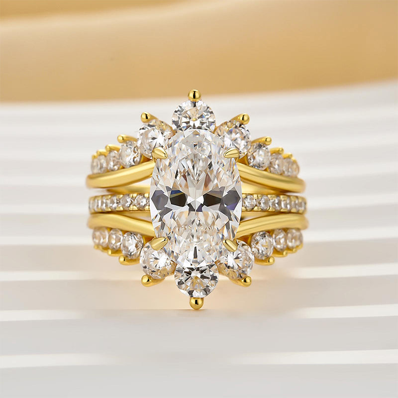 Exclusive 4.0Ct Oval Cut Wedding Ring Set Travel Ring With Jacket Wedding Band