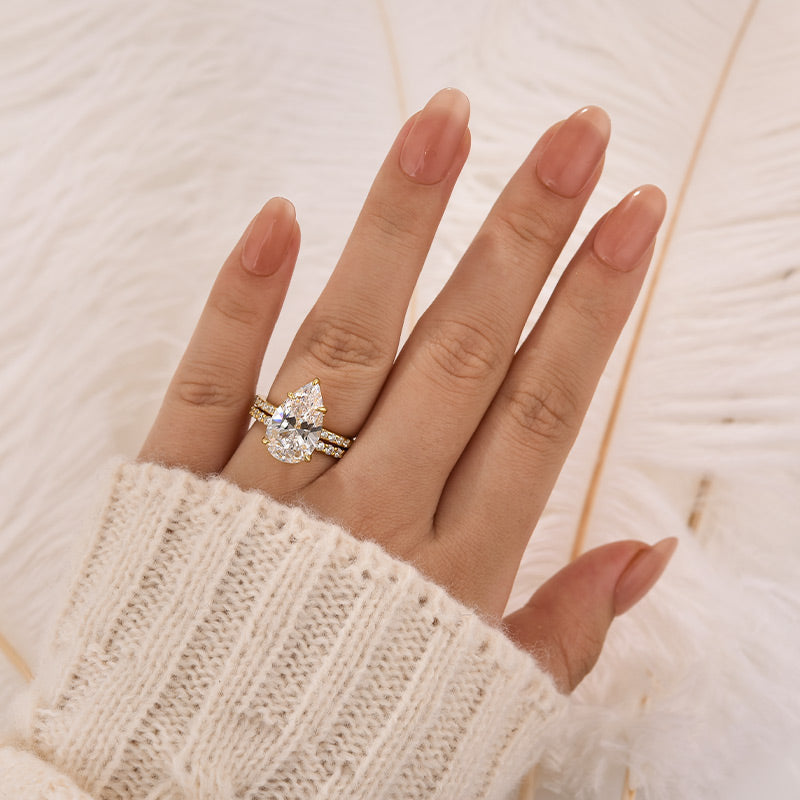 Maxine 4.5 Carat Pear Cut Wedding Ring Set With Open Wedding Band