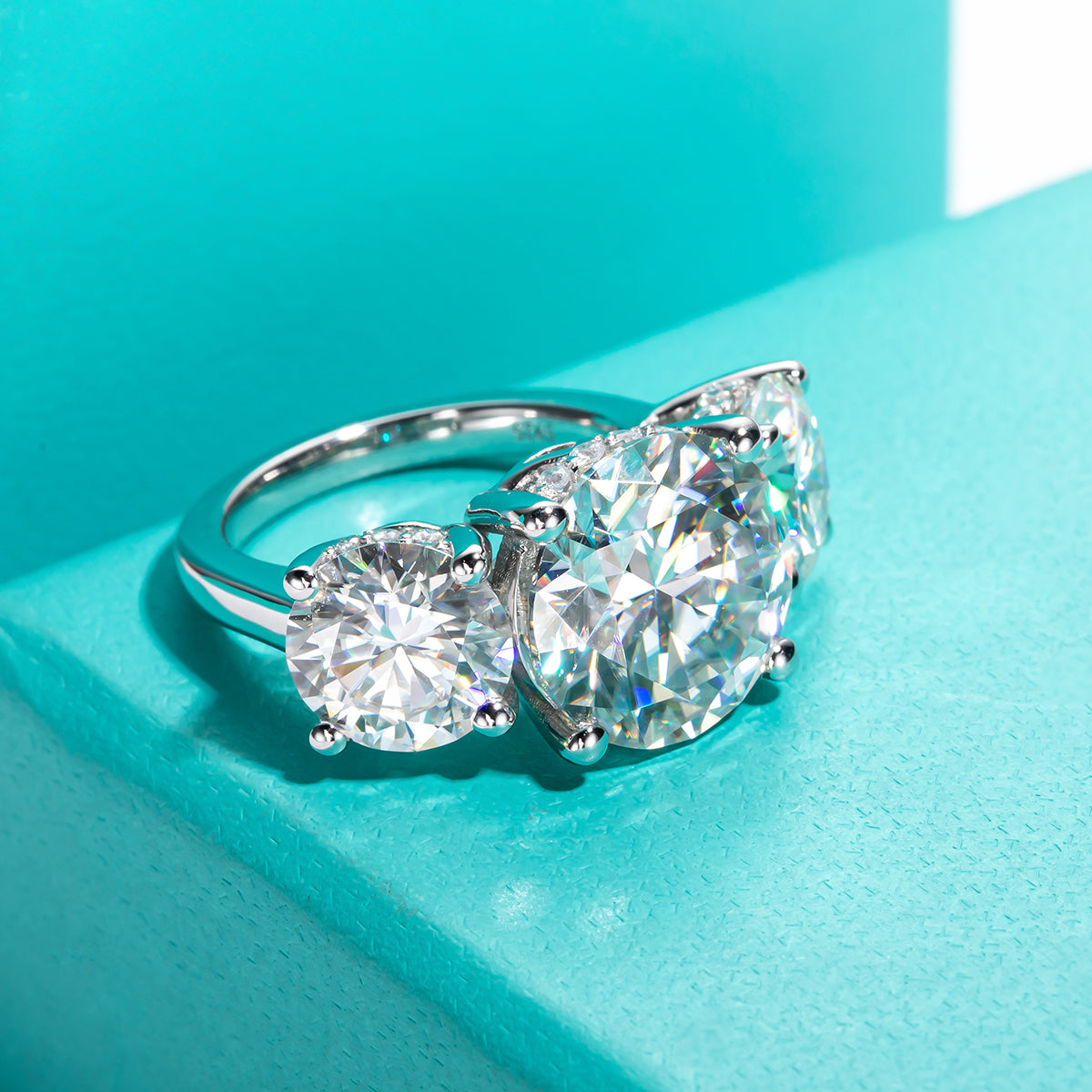 Round Cut 3 Stone Moissanite Engagement Ring (11 cttw)