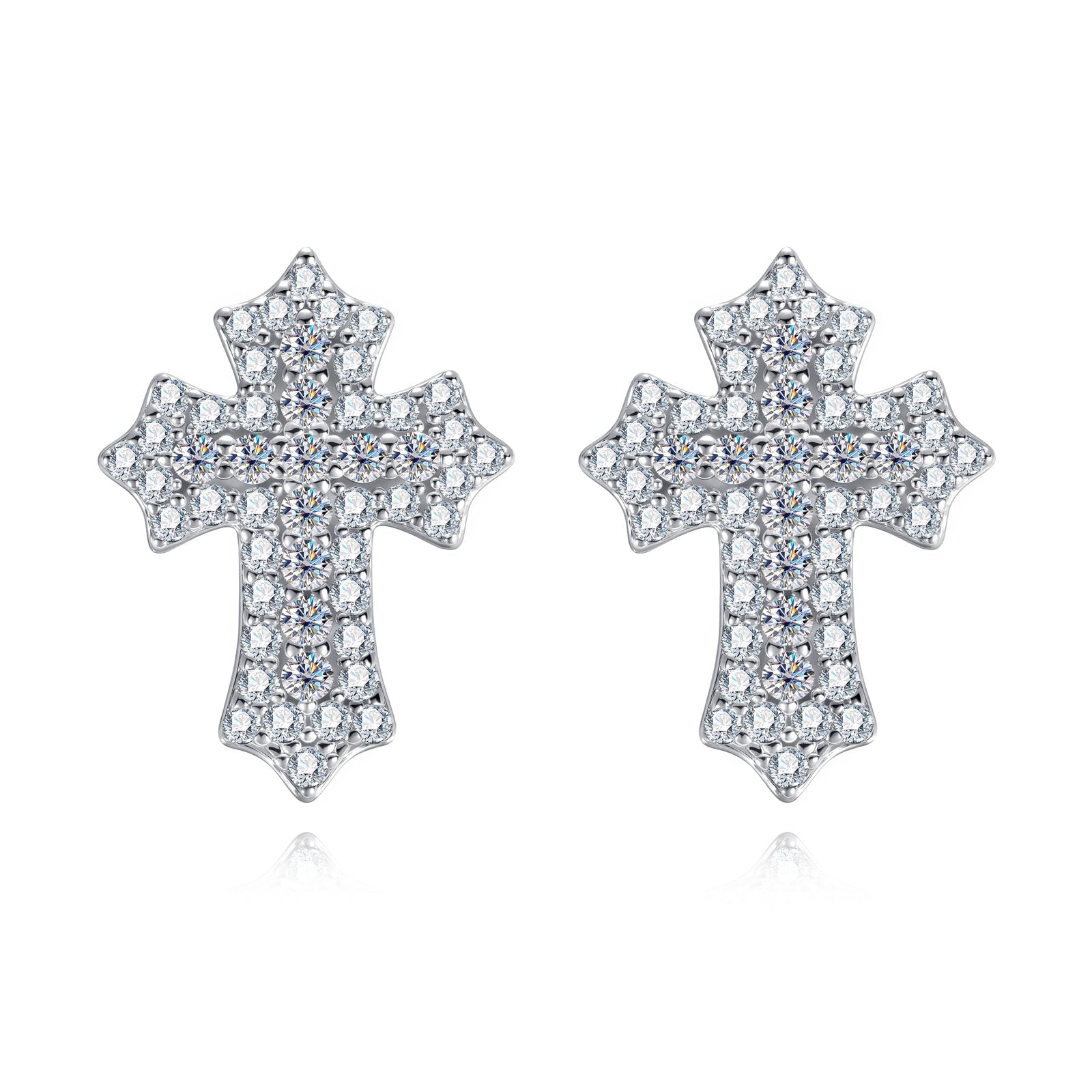 Iced Out Moissanite Cross Stud Earrings (0.78cttw)