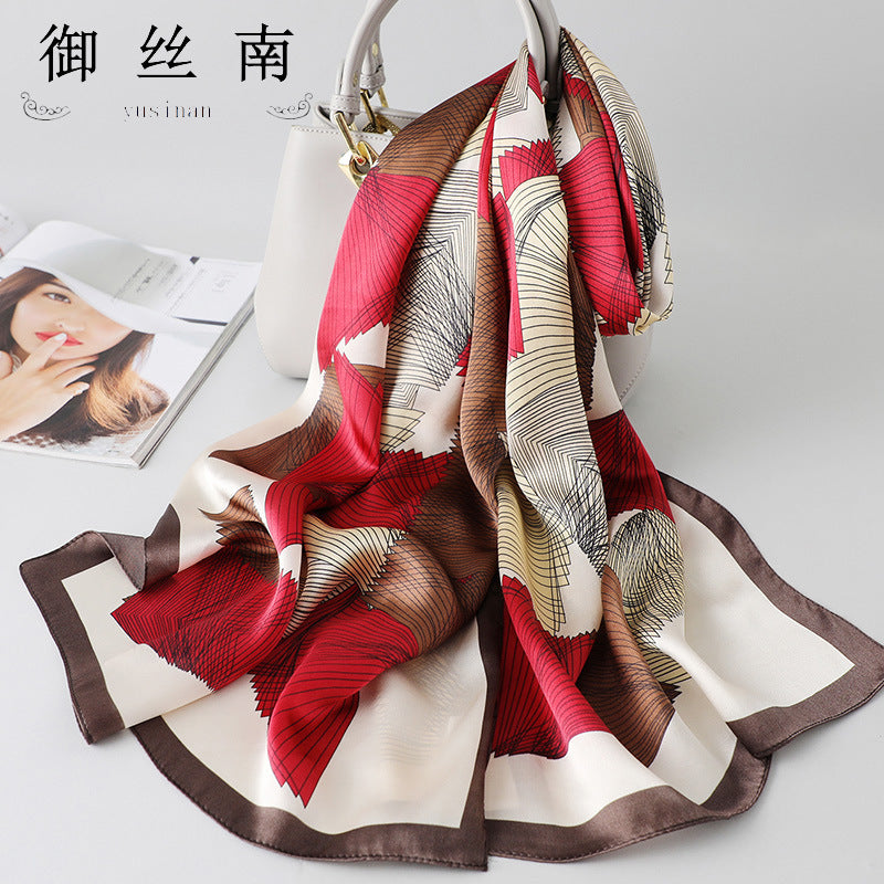 100% Mulberry Silk Scarf - Premium Floral Crepe Satin Long Wrap for Women