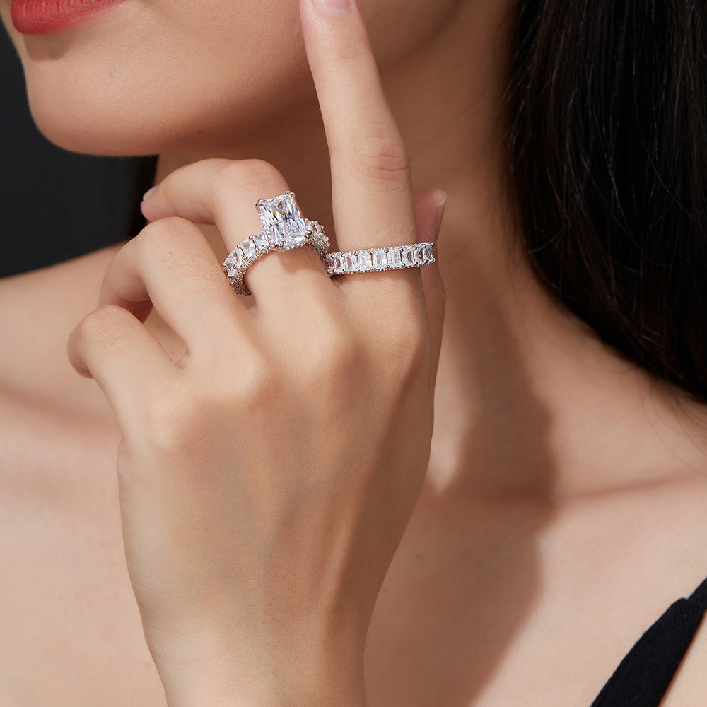 5CT Radiant Cut Stackable Ring Set | Luxury 925 Sterling Silver 3-Piece Wedding Band & Engagement Ring for Women