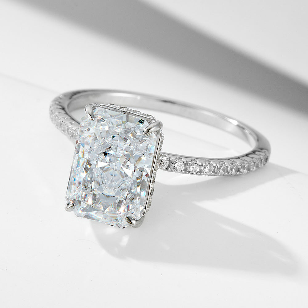 925 Sterling Silver 3.5 CT Ice Flower Cut 5A Zircon Ring Set for Women, Luxury Cushion Cut Stackable Bridal Rings, Trendy Aesthetic Jewelry Gift