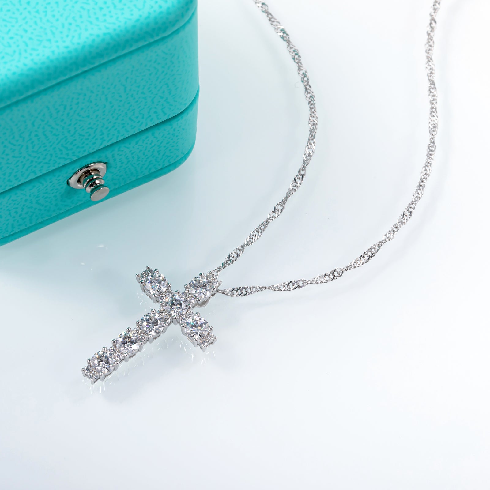 Moissanite Cross Pendant Necklace