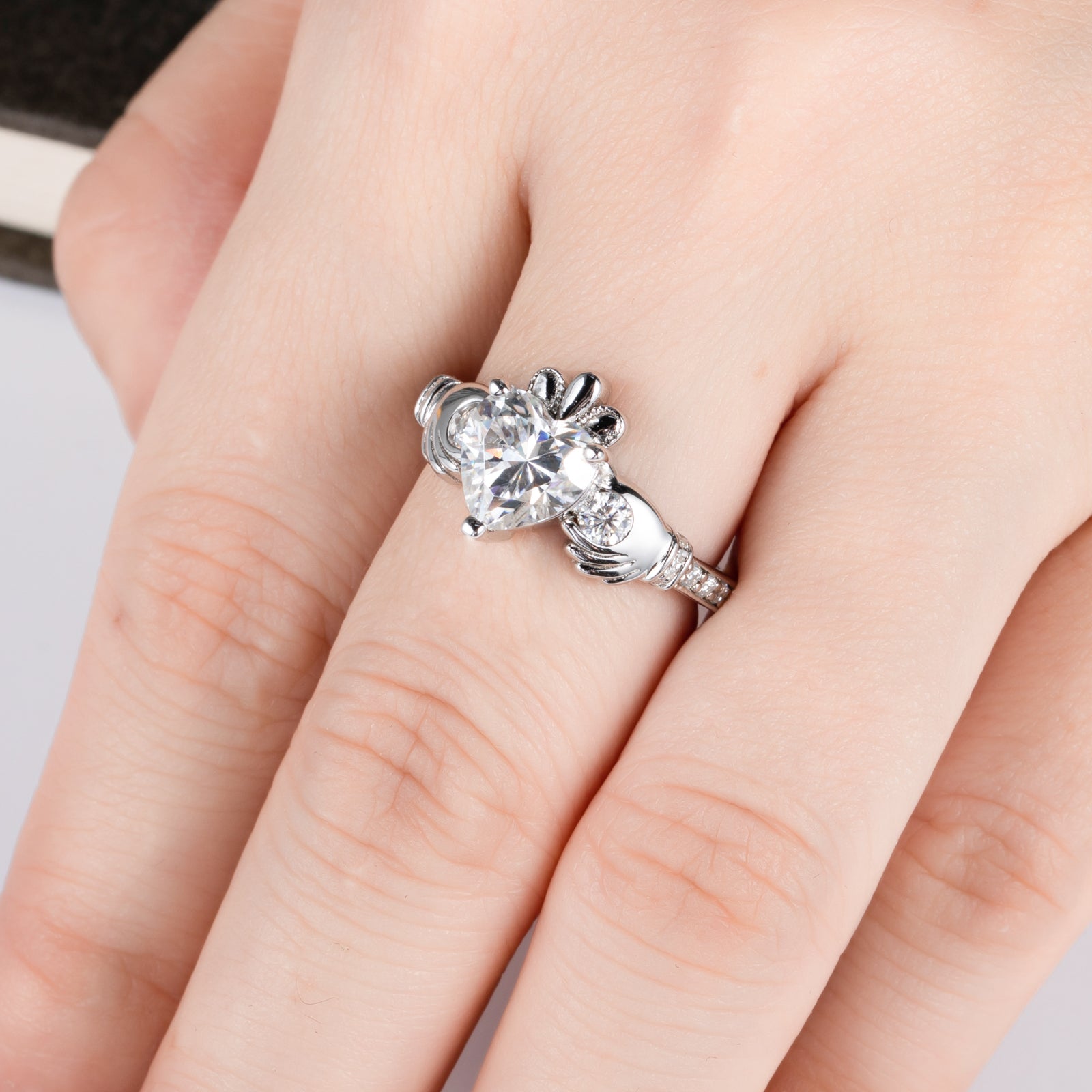 Heart Cut Moissanite Irish Engagement Ring (2.33 cttw)
