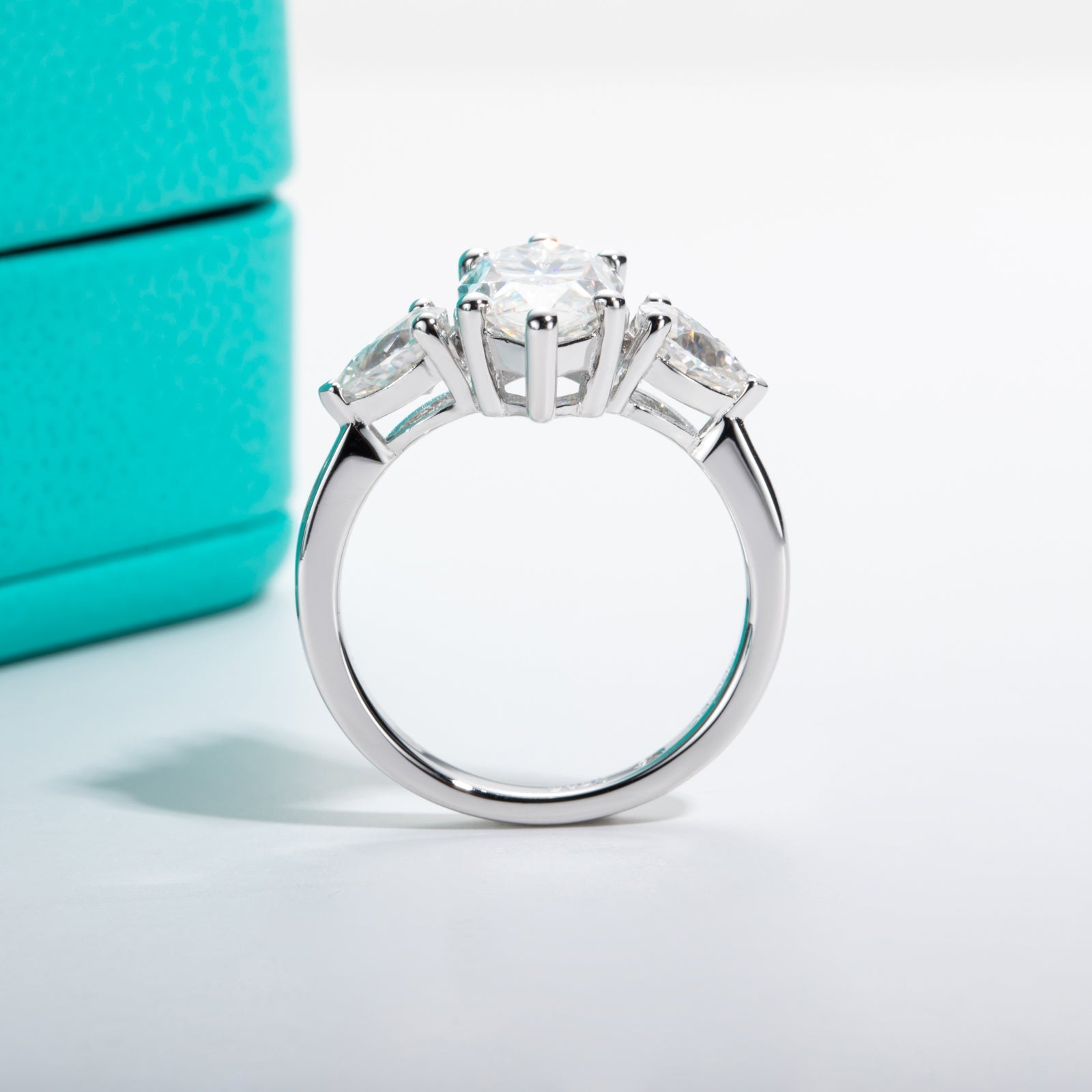 Marquise Cut 3 Stone Moissanite Engagement Ring (4 cttw)