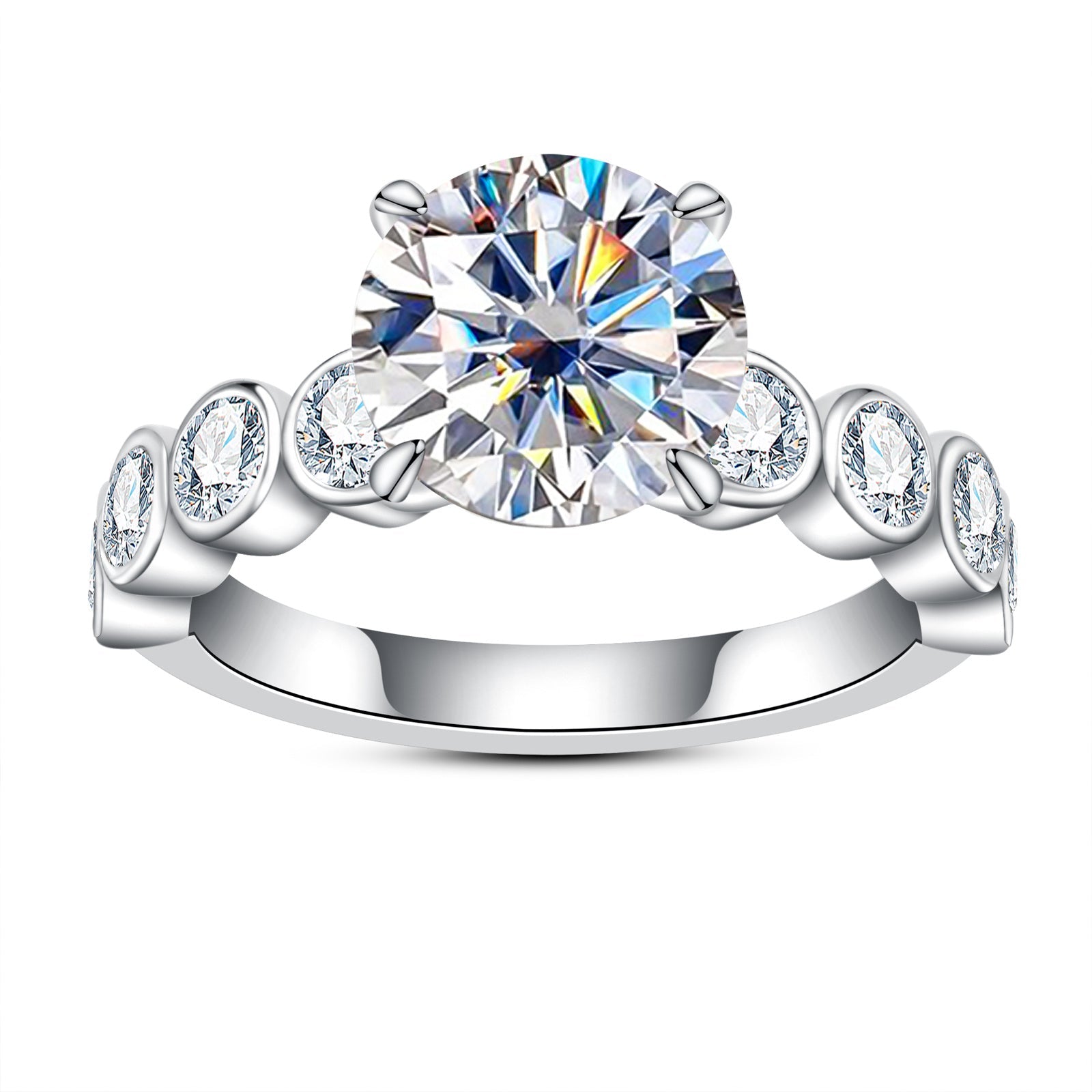 Round Cut Moissanite Engagement Ring (3.8 cttw)