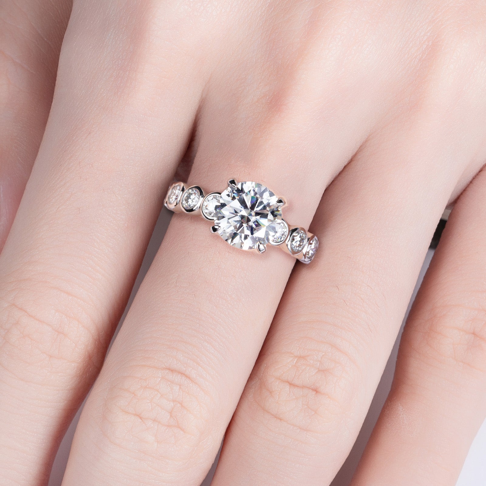 Round Cut Moissanite Engagement Ring (3.8 cttw)