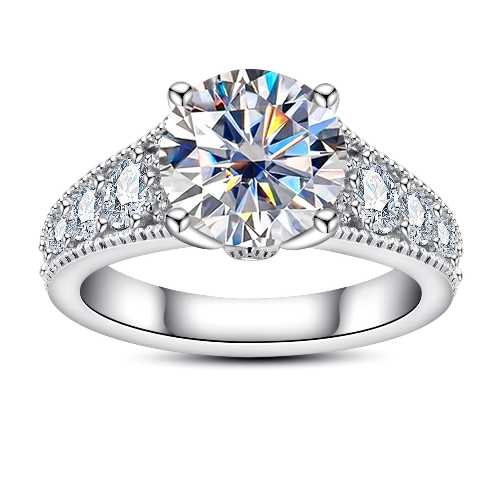 Round Cut Moissanite Engagement Ring (3.85 cttw)