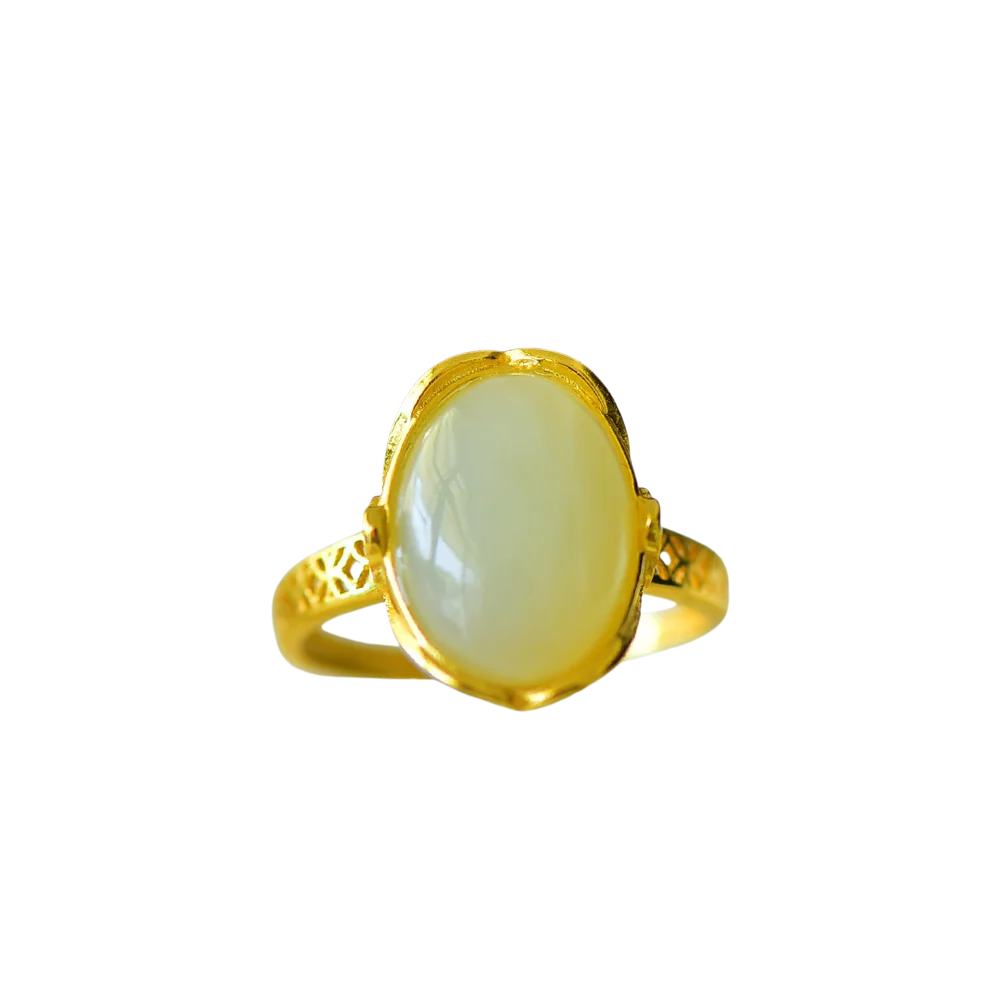 S925 Sterling Silver Nephrite Jade Wealth & Health Fortune Ring