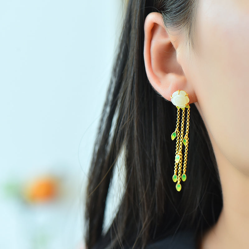 925_Silver_Nephrite_Earrings_Fine_Texture_Fashion