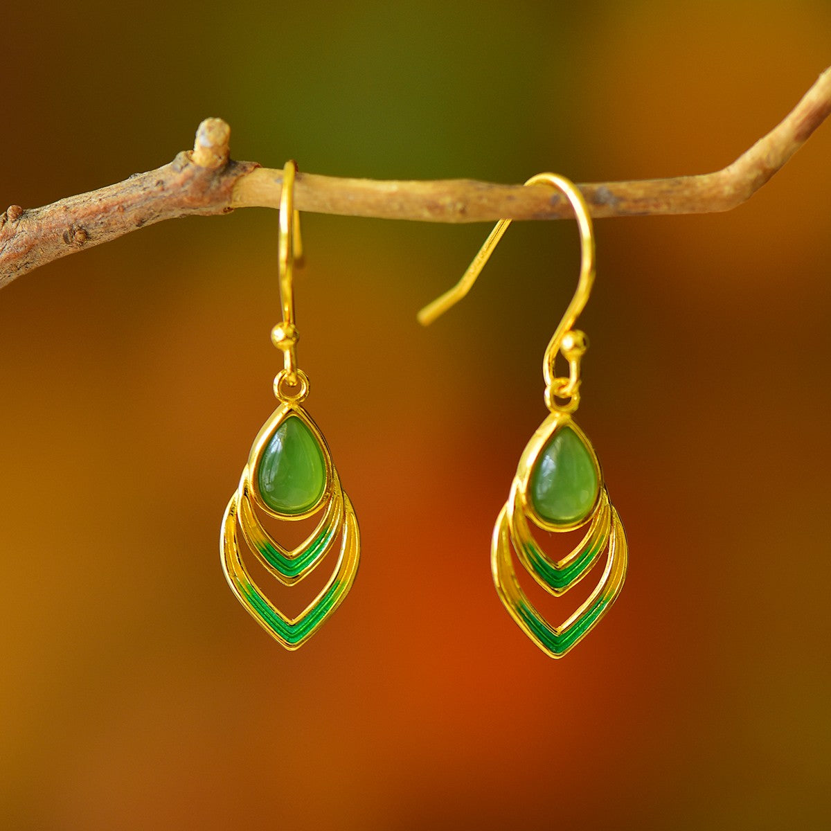 925_Silver_Nephrite_Green_Jade_Earrings_Fine_Texture_With_Certificate
