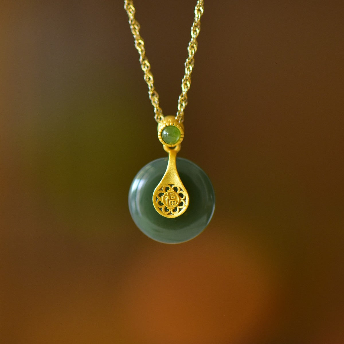 S925_Sterling_Silver_Hetian_Jade_Qingshui_Jade_Pendant_Ping_An_Kou