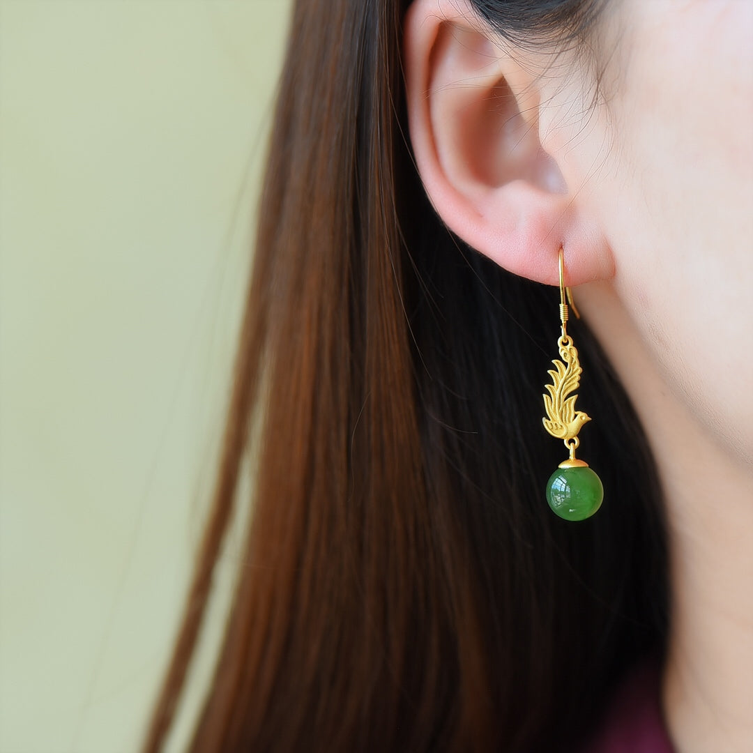 925_Silver_Nephrite_Green_Jade_Earrings_Fashion_Fine_Texture