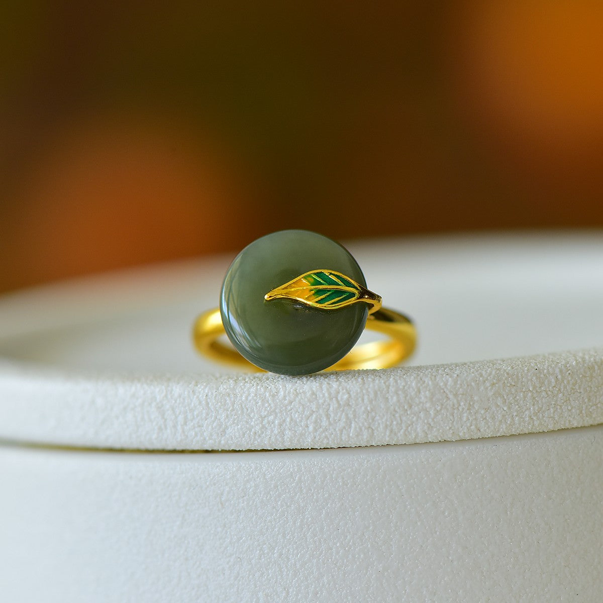 S925 Silver Nephrite Jade Prosperity Peace Buckle Ring