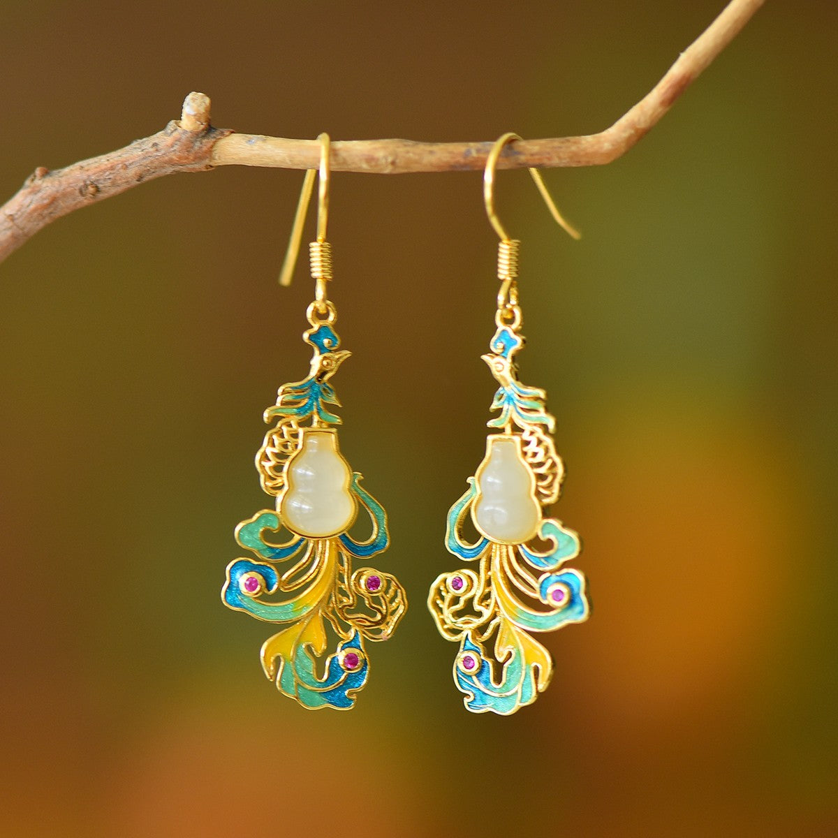 925_Silver_Nephrite_Earrings_Earrings_Fine_Texture_With_Certificate