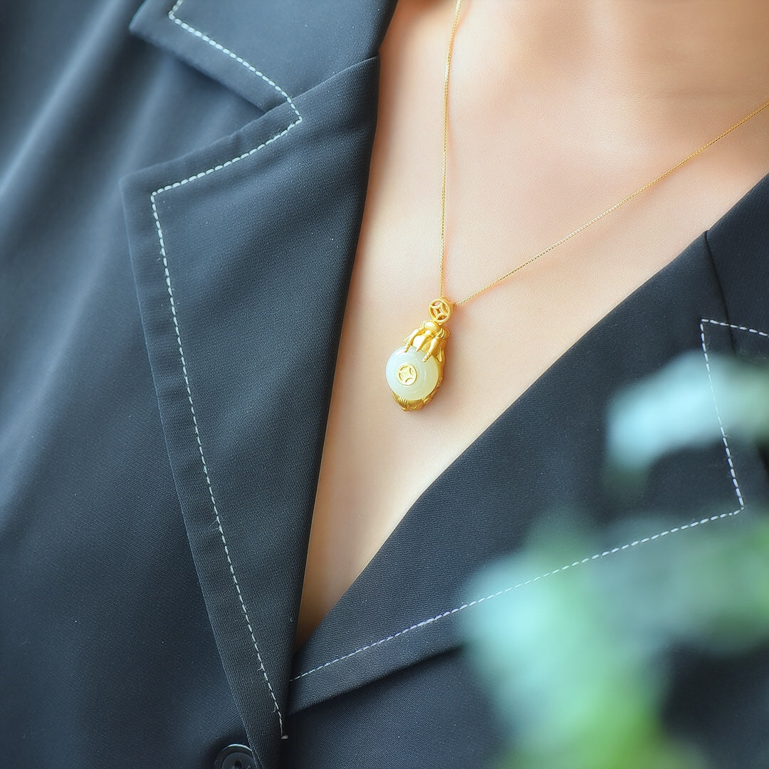 S925_Sterling_Silver_Hetian_Jade_Pendant_Pixiu