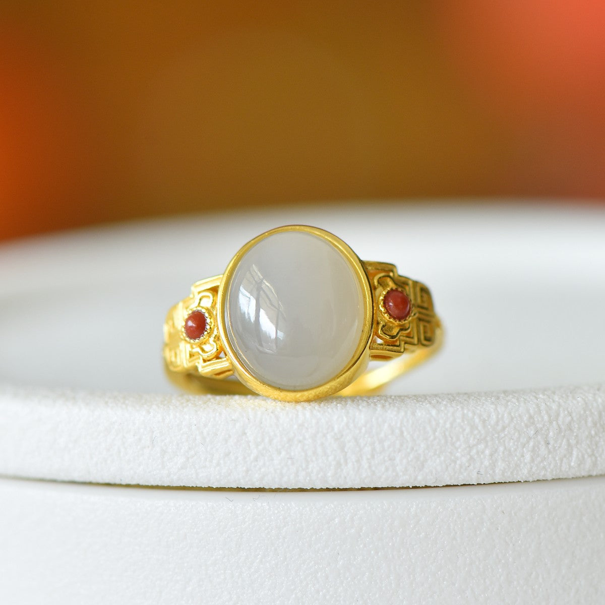 S925 Sterling Silver Nephrite Jade Smoky Purple Cabochon Ring