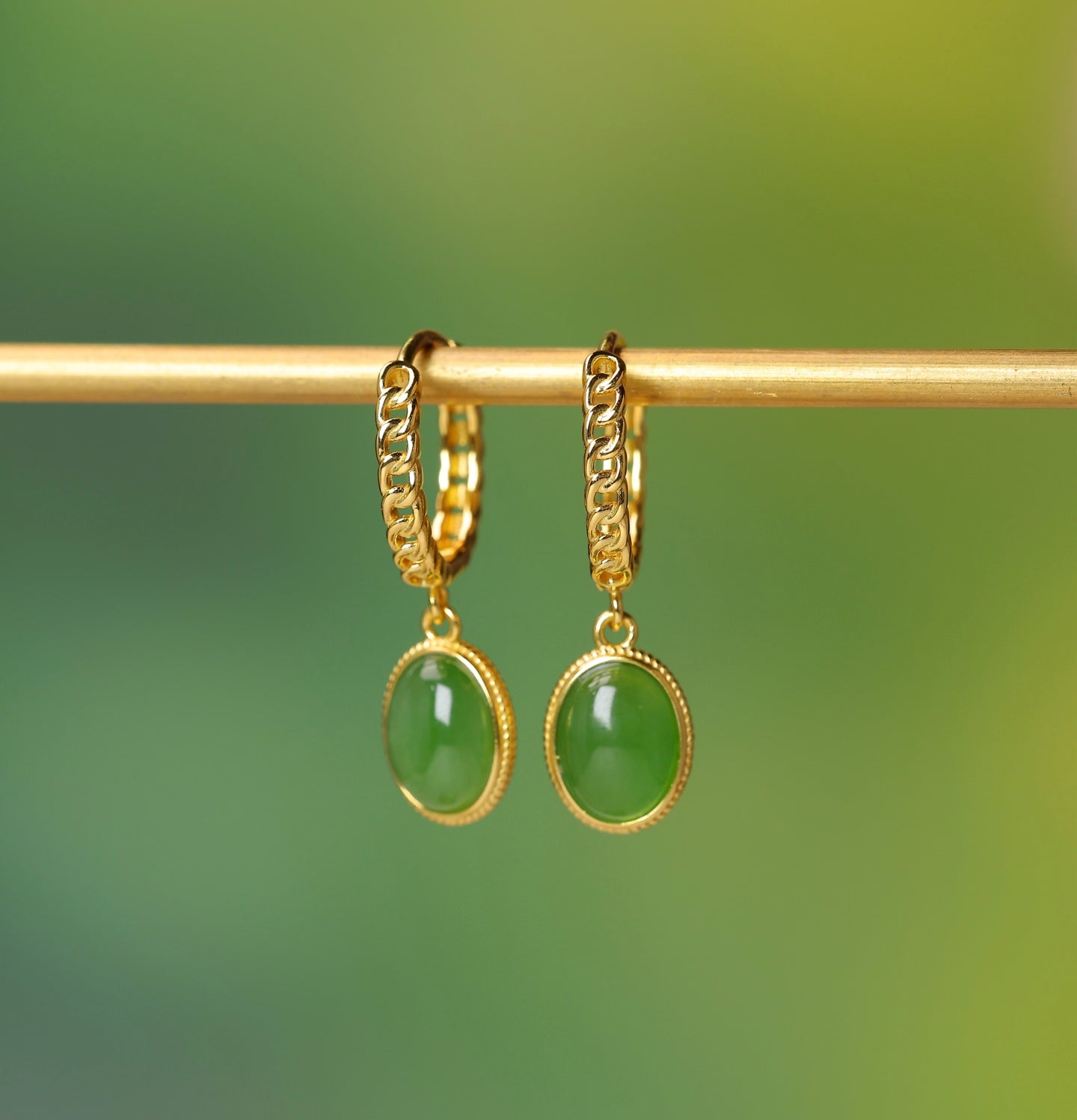 925_Silver_Nephrite_Green_Jade_Earrings_Fine_Texture_171