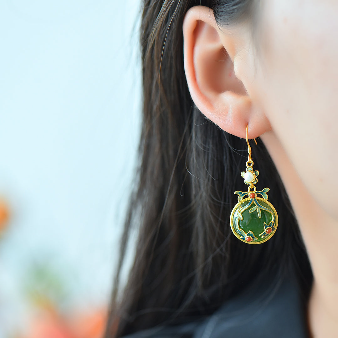 925_Silver_Nephrite_Green_Jade_Earrings_Elegant