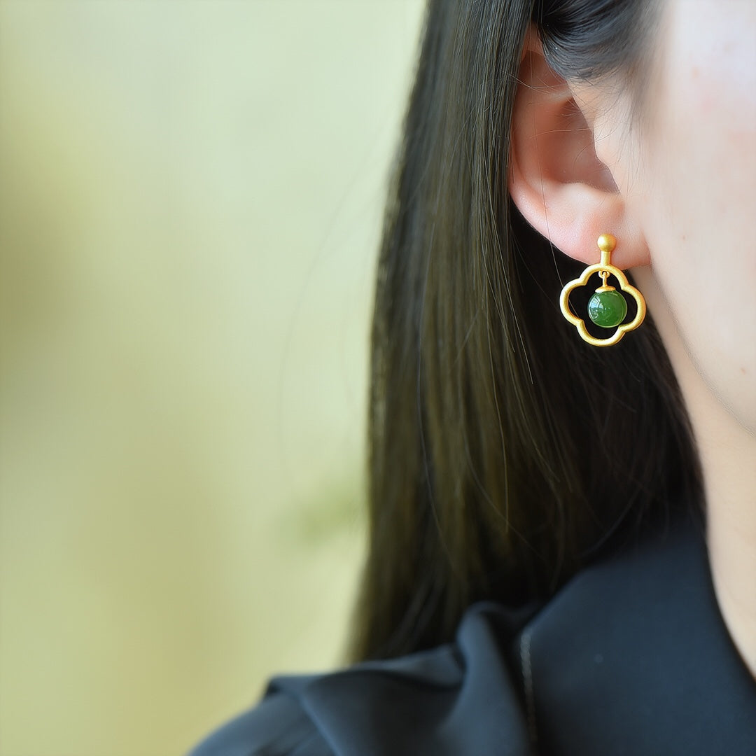 925_Silver_YtInlaid_Nephrite_Nephrite_Green_Jade_Earrings