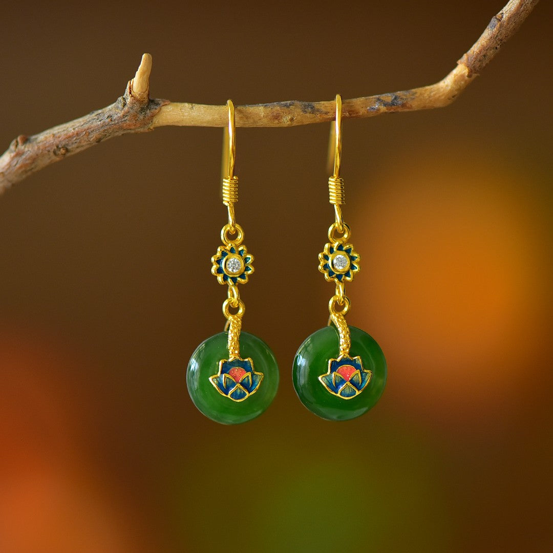925_Silver_Nephrite_Green_Jade_Donut_Earrings