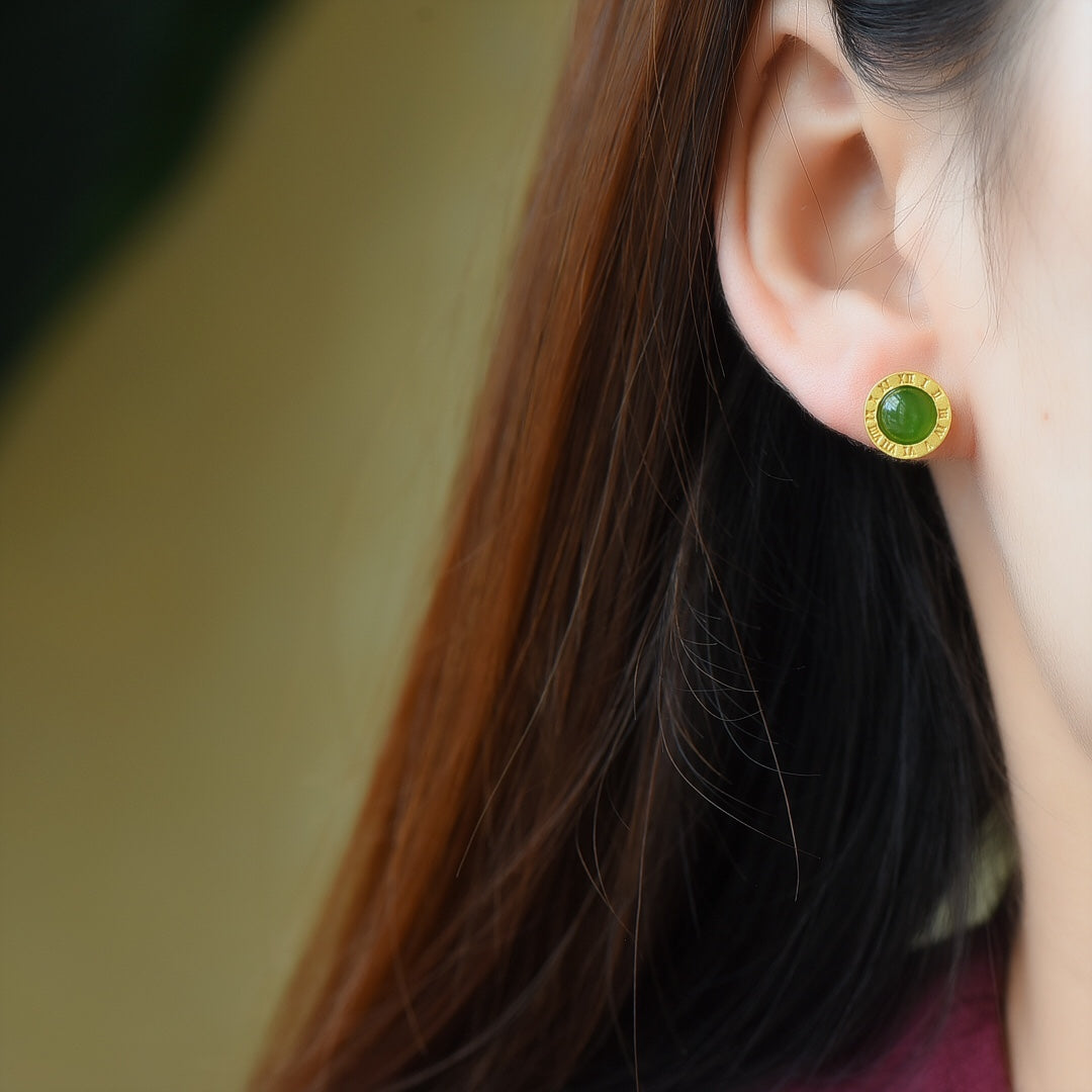 925_Silver_Nephrite_Green_Jade_Earrings_Fashion_Simple