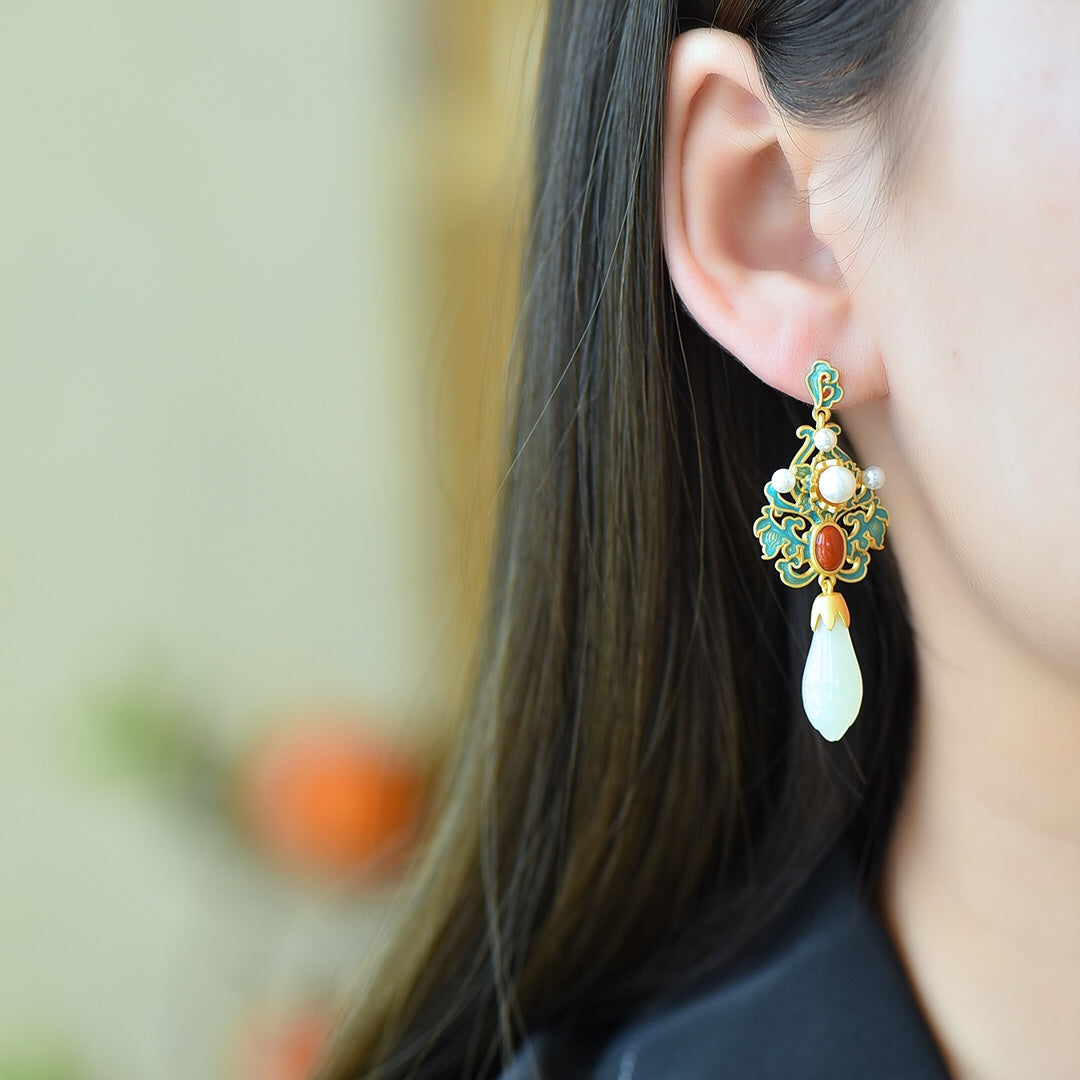925_Silver_Yt_Nephrite_Earrings_Inlaid_Fashion