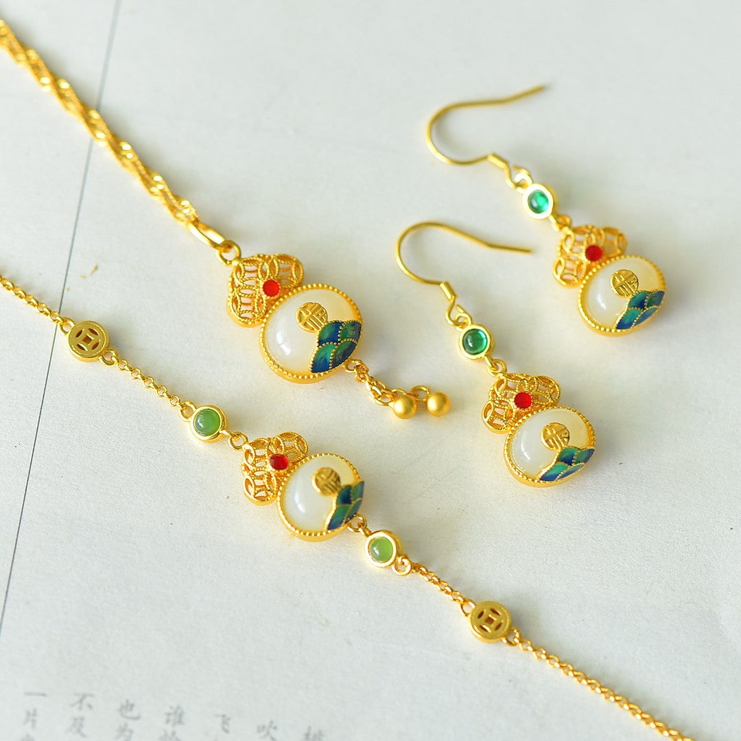 S925 Sterling Silver Nephrite Jade Bangle Set - Good Fortune Collection