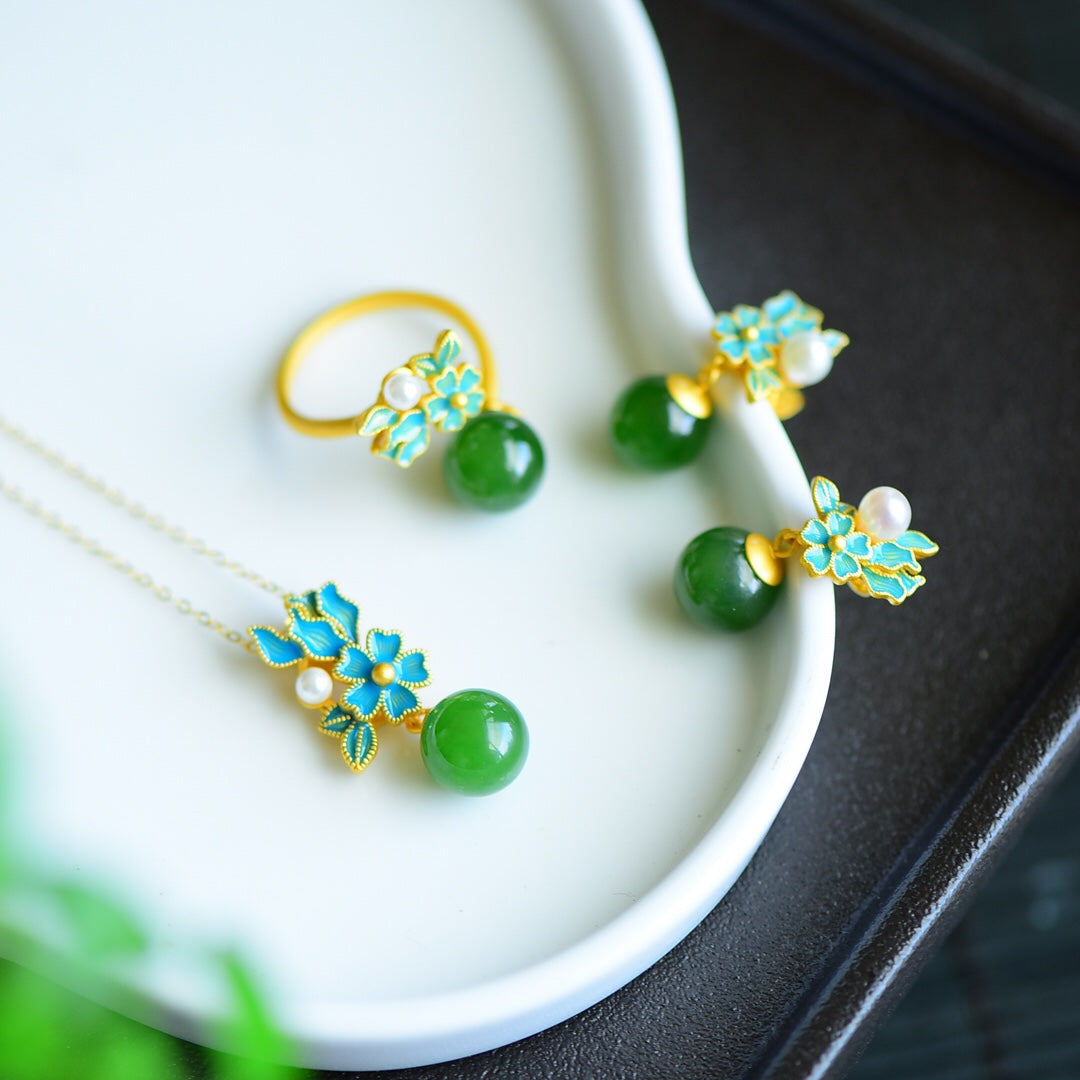 S925_Sterling_Silver_Hetian_Jade_Hetian_Jasper_Pendant_Earrings_Jewelry_Set