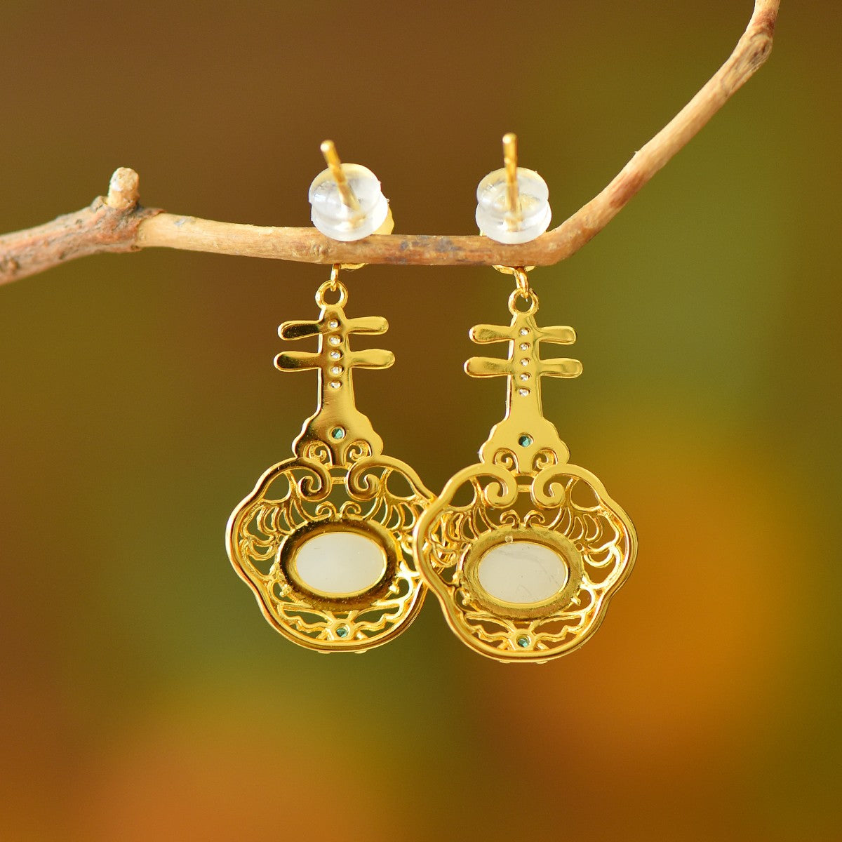 925_Silver_Nephrite_Earrings_Fine_Texture_With_Certificate_237