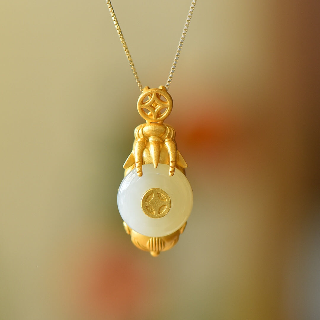 S925_Sterling_Silver_Hetian_Jade_Pendant_Pixiu
