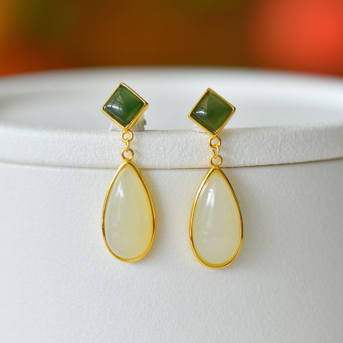 925_Silver_Nephrite_Green_Jade_Earrings_Fine_Texture_With_Certificate_245