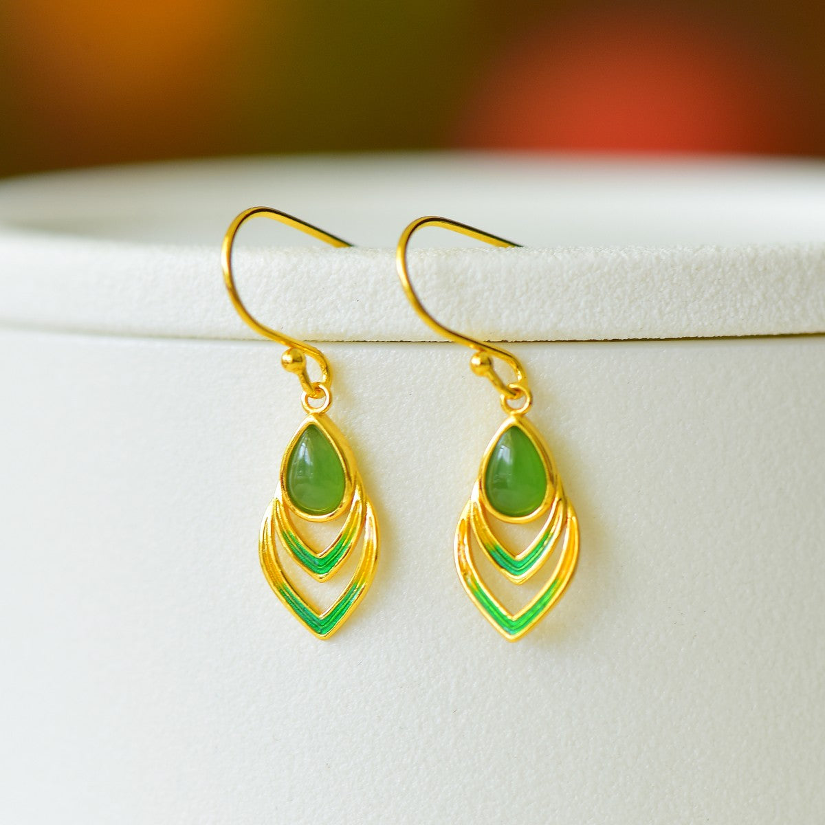 925_Silver_Nephrite_Green_Jade_Earrings_Fine_Texture_With_Certificate