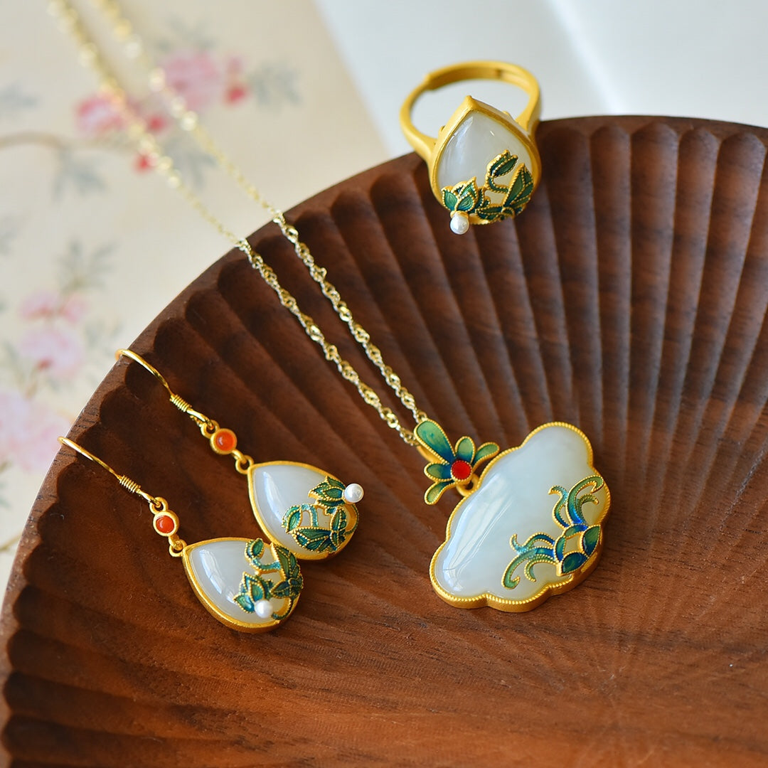S925_Sterling_Silver_Hetian_Jade_Ruyi_Pendant_Jewelry_Set