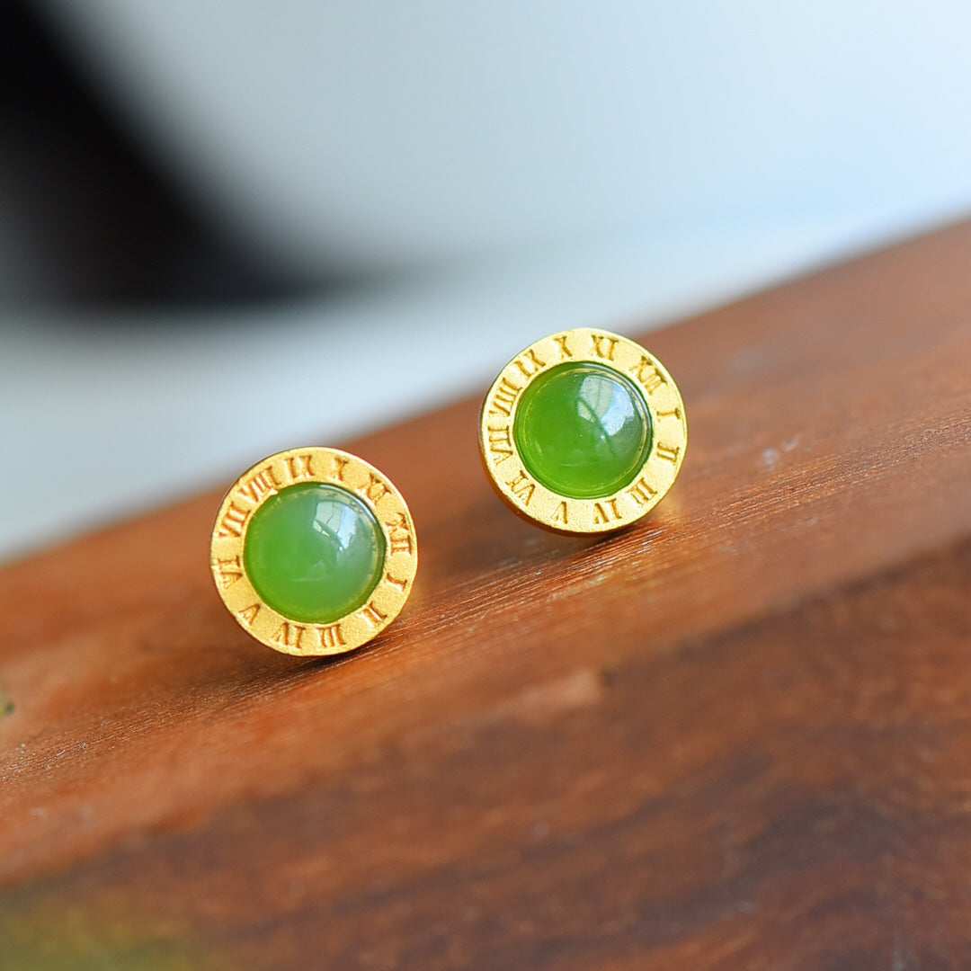 925_Silver_Nephrite_Green_Jade_Earrings_Fashion_Simple
